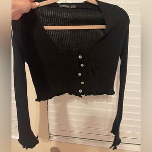 Nasty Gal Asymmetrical Button Down Black Top